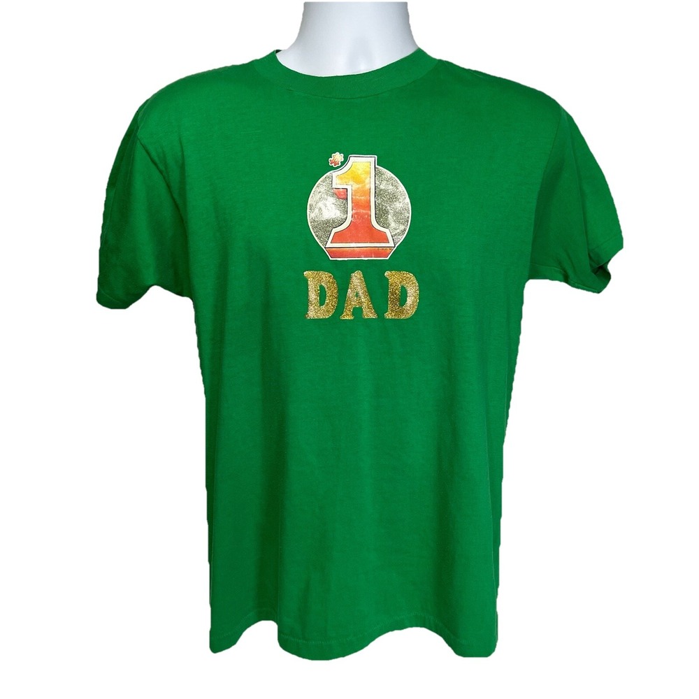 #1 Dad Vintage 1980 Men's T-Shirt Hanes Combed Cotton Single Stitch Made‎ In USA